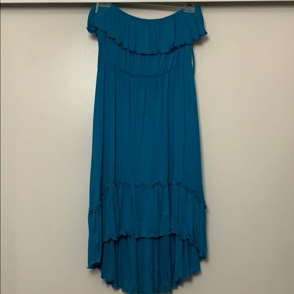 Strapless blue dress